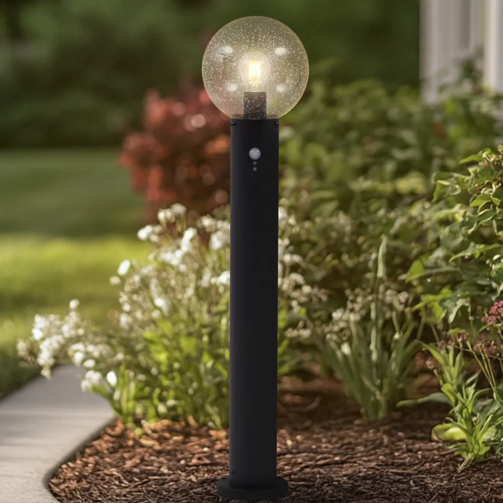 Gadebelysning ^ Lindby vejlampe Dangan, klar, 90 cm, glas, sensor