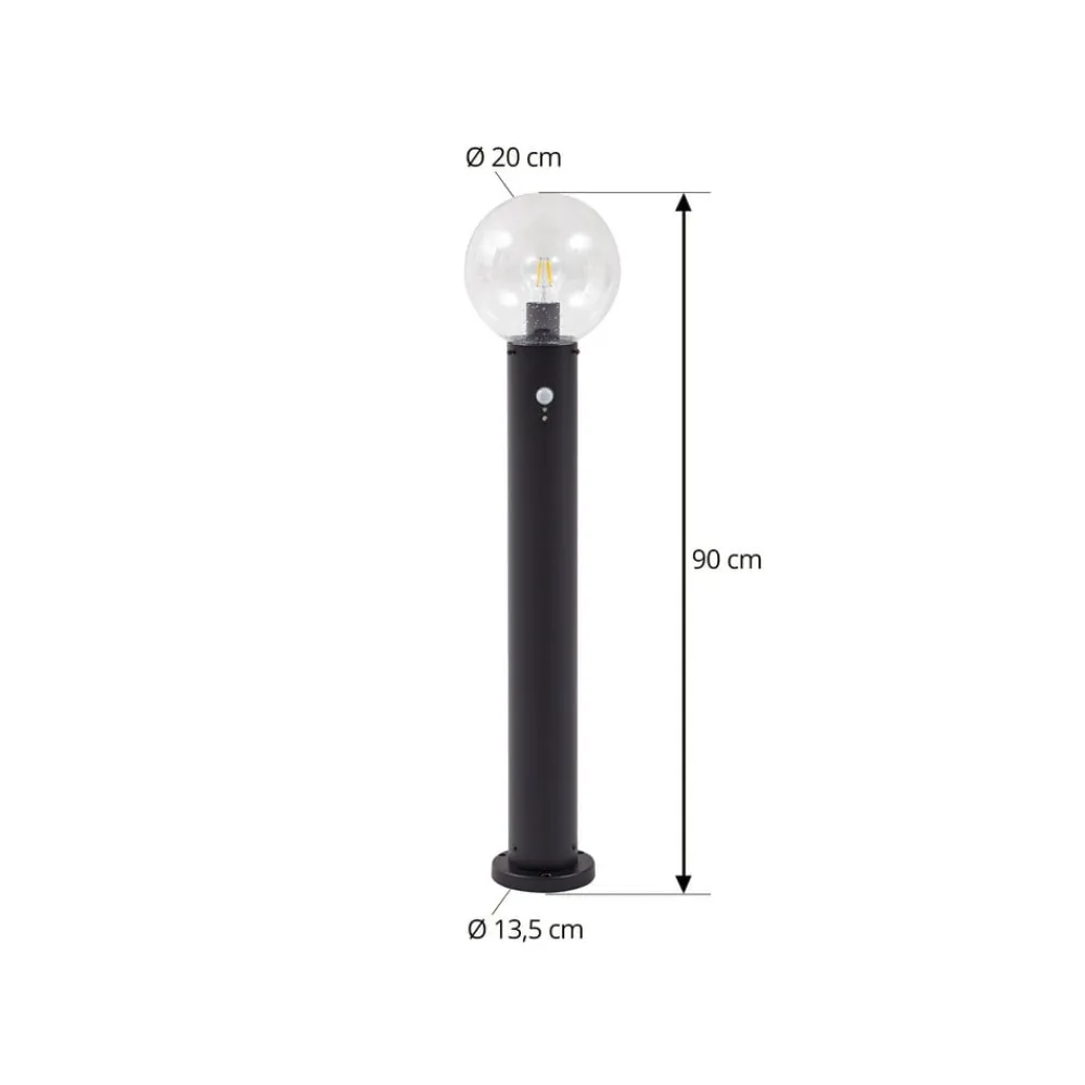 Gadebelysning ^ Lindby vejlampe Dangan, klar, 90 cm, glas, sensor