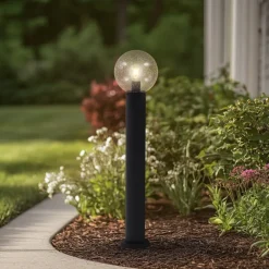 Lindby Gadebelysning > vejlampe Dangan, klar, højde 90 cm, glas, metal