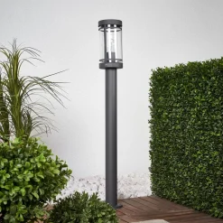 Terrassebelysning|Sokkellamper ^ Lindby vejlampe Djori, 80 cm, antracit, stål, E27