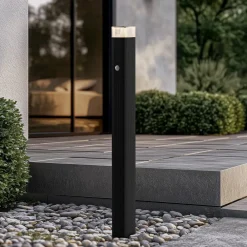 Lindby Gadebelysning Med Sensor|Terrassebelysning > vejlampe Halvar, 80 cm, sort, IP65, GU10, sensor