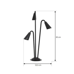 Lindby Gadebelysning > vejlampe Sorvete, sort, metal, 3 lyskilder, 83 cm