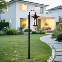 Lindby Terrassebelysning|Gadebelysning > vejlampe Zayn, sort, glas, højde 109 cm, IP65