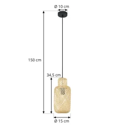 Pendellamper|Pendellamper ^ Lindby Venora hængelampe, Ø 15 cm, bambus, E27