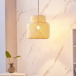 Lindby Pendellamper|Pendellamper > Venora hængelampe, Ø 40 cm, i ét plan, bambus, E27