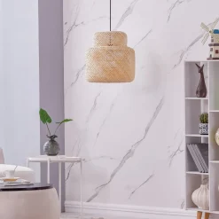 Lindby Pendellamper|Pendellamper > Venora hængelampe, Ø 40 cm, i ét plan, bambus, E27
