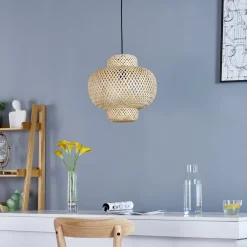 Lindby Pendellamper|Pendellamper > Venora hængelampe, Ø 40 cm, pæreformet, bambus, E27