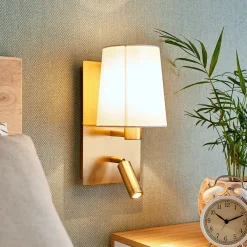 Lindby Væglamper|Væglamper > væglampe Aiden, 30 cm, antik messing, LED-læselampe