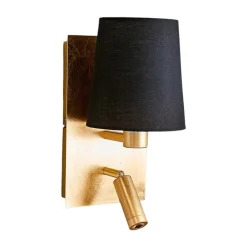 Lindby Væglamper|Væglamper > væglampe Aiden, 30 cm, sort, guld, LED-læselampe