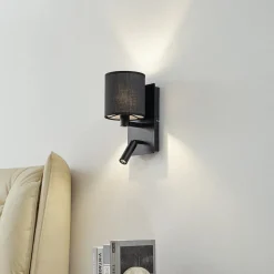 Væglamper|Væglamper ^ Lindby væglampe Aiden, 30 cm, sort, LED-læselampe, E14