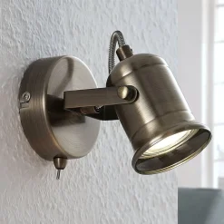 Lindby Væglamper|Væglamper > væglampe Anze, 10 m, antik messing, afbryder