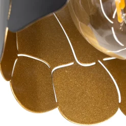 Lindby Væglamper|Væglamper > væglampe Aralena, sort/guld, 1 lyskilde, Ø 12cm