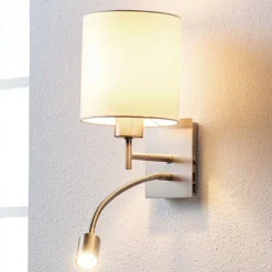 Lindby Væglamper|Væglamper > væglampe Camilo, nikkelfarvet, LED-læselampe, 28 cm