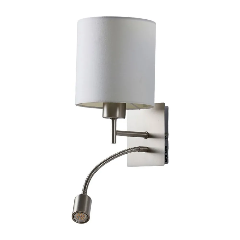 Lindby Væglamper|Væglamper > væglampe Camilo, nikkelfarvet, LED-læselampe, 28 cm