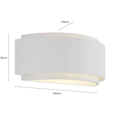 Væglamper|Væglamper ^ Lindby væglampe Cassian, gips, 32 cm, hvid, halvcirkelformet