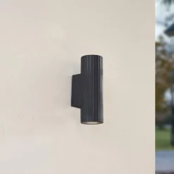 Lindby Terrassebelysning|Væglamper > væglampe Christa, antracit, beton, 25 cm, krusning