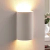 Væglamper|Væglamper ^ Lindby væglampe Colja, rund, højde 16 cm, gips, hvid