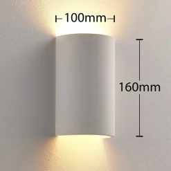 Væglamper|Væglamper ^ Lindby væglampe Colja, rund, højde 16 cm, gips, hvid