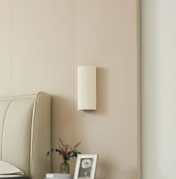 Gang|Væglamper ^ Lindby væglampe Colja, rund, højde 30,5 cm, gips, beige