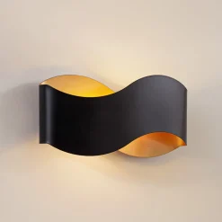 Lindby Pendellamper|Væglamper > væglampe Dailin, sort/guld, 30 cm, metal