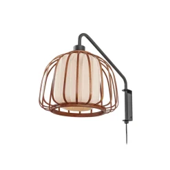 Pendellamper|Væglamper ^ Lindby væglampe Davella, Ø 26 cm, sort, bambus, tekstil