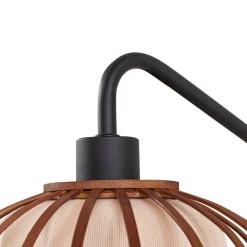 Pendellamper|Væglamper ^ Lindby væglampe Davella, Ø 26 cm, sort, bambus, tekstil