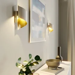 Gang|Pendellamper ^ Lindby væglampe Desirio, hvid/guld, 24 cm, metal