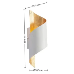Lindby Gang|Væglamper > væglampe Desirio, hvid/guld, 35 cm, metal