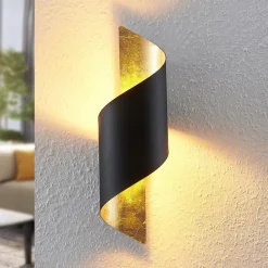 Lindby Gang|Pendellamper > væglampe Desirio, sort/guld, 35 cm, metal