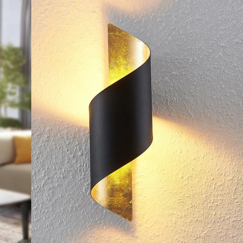 Lindby Gang|Pendellamper > væglampe Desirio, sort/guld, 35 cm, metal