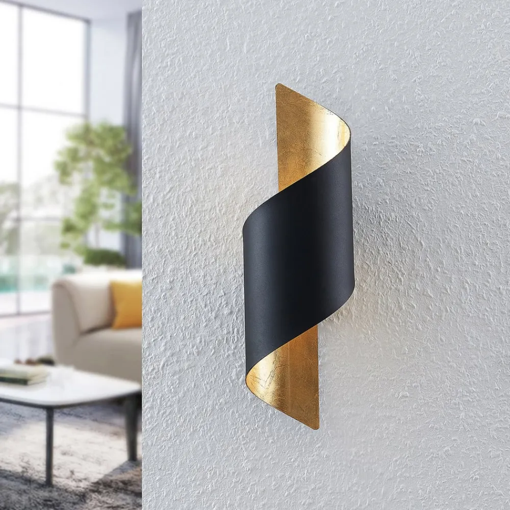 Lindby Gang|Pendellamper > væglampe Desirio, sort/guld, 35 cm, metal
