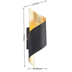 Lindby Gang|Pendellamper > væglampe Desirio, sort/guld, 35 cm, metal