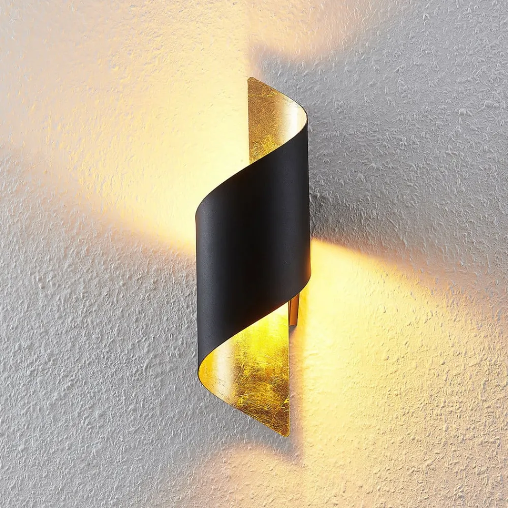 Lindby Gang|Pendellamper > væglampe Desirio, sort/guld, 35 cm, metal