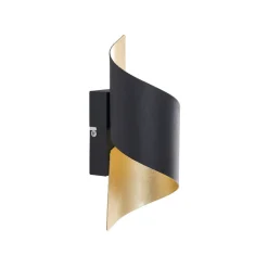 Gang|Pendellamper ^ Lindby væglampe Desirio, sort/guld, 24 cm, metal