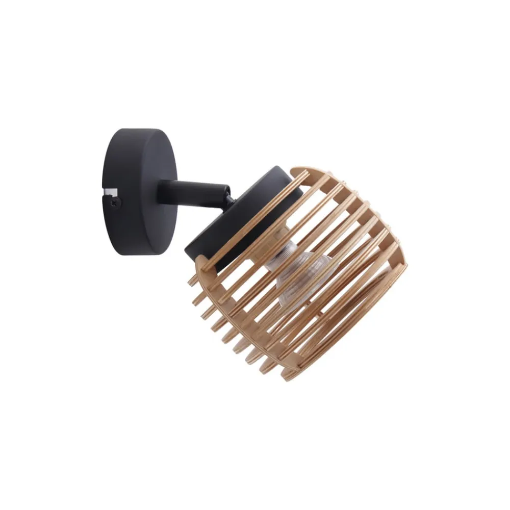 Lindby Væglamper|Væglamper > væglampe Ediz, GU10, sort, træ, Ø 12,7 cm