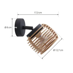 Lindby Væglamper|Væglamper > væglampe Ediz, GU10, sort, træ, Ø 12,7 cm