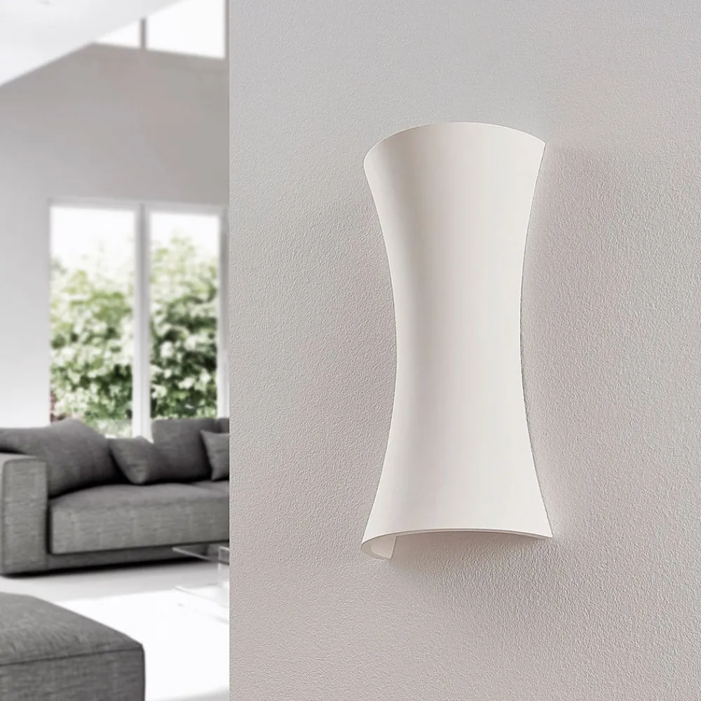 Lindby Gang|Pendellamper > væglampe Edon, hvid, gips, konkav, 30 cm