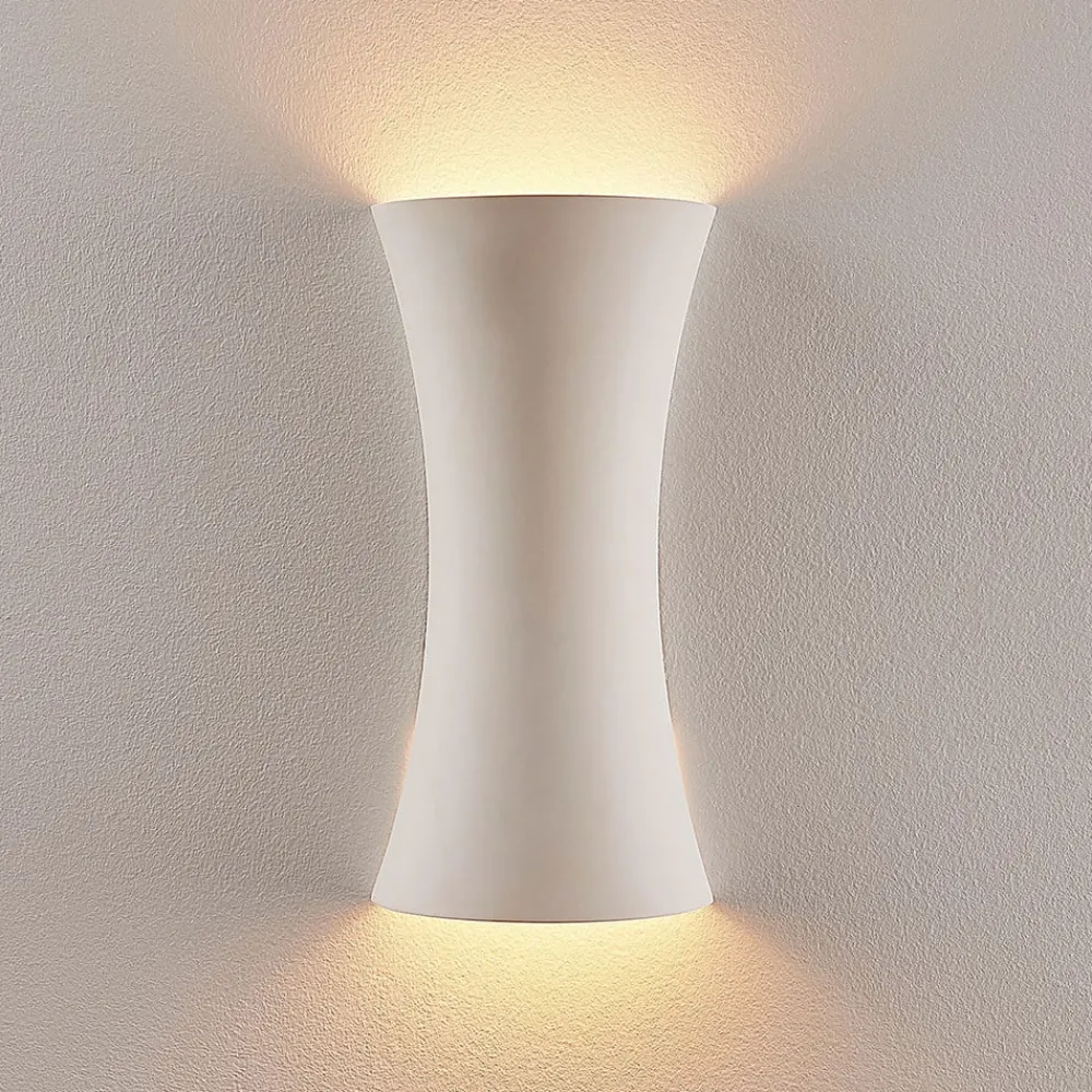 Lindby Gang|Pendellamper > væglampe Edon, hvid, gips, konkav, 30 cm