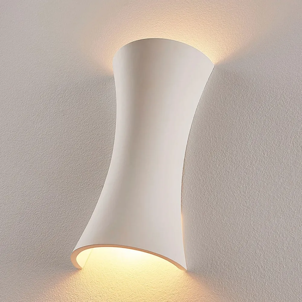 Lindby Gang|Pendellamper > væglampe Edon, hvid, gips, konkav, 30 cm
