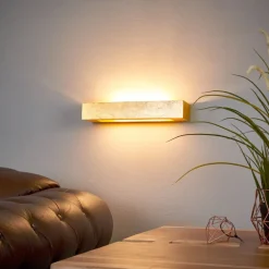 Lindby Væglamper|Væglamper > væglampe Emina, guld, gips, 36 cm, E14