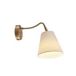 Lindby Væglamper|Væglamper > væglampe Ethan, hvid/gammel messing, stik, 28 cm, E14