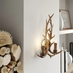 Lindby Væglamper > væglampe Fibi, brun, gevir, 2 lyskilder, E14