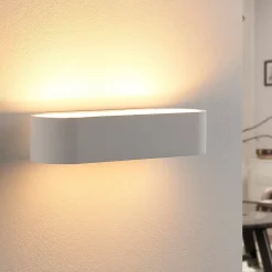 Lindby Gang|Væglamper > væglampe Fioni, hvid, gips, G9, 6,5 cm, kan males