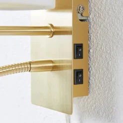 Pendellamper|Væglamper ^ Lindby væglampe Florens, messing, LED-læselampe, 23,5 cm