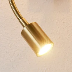 Pendellamper|Væglamper ^ Lindby væglampe Florens, messing, LED-læselampe, 23,5 cm