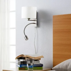 Lindby Pendellamper|Væglamper > væglampe Florens, nikkel, LED-læselampe, 23,5 cm