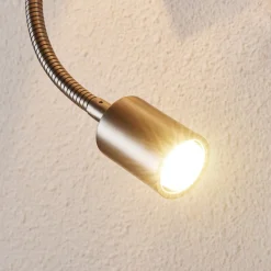 Lindby Pendellamper|Væglamper > væglampe Florens, nikkel, LED-læselampe, 23,5 cm