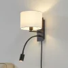 Lindby Væglamper|Væglamper > væglampe Florens, sort, LED-læselampe, 23,5 cm