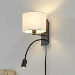 Lindby Væglamper|Væglamper > væglampe Florens, sort, LED-læselampe, 23,5 cm