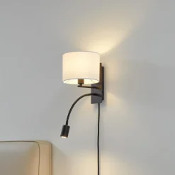 Lindby Væglamper|Væglamper > væglampe Florens, sort, LED-læselampe, 23,5 cm